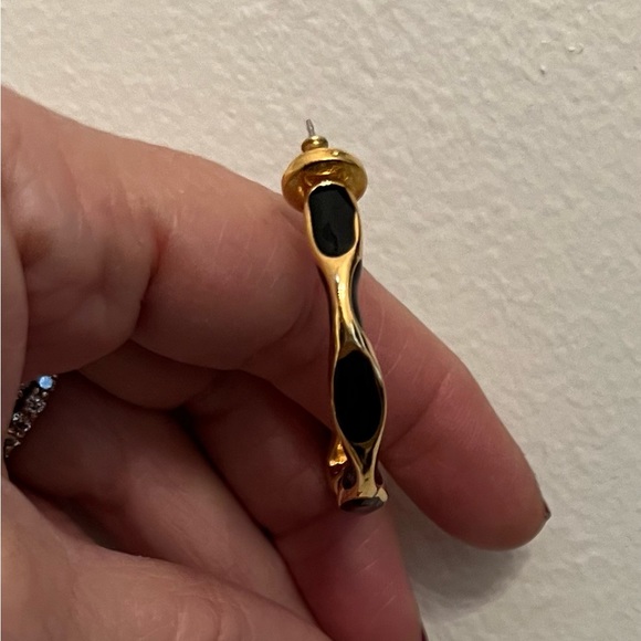 Frances Valentine Black and Gold Enamel Hoop Earrings - Picture 6 of 8